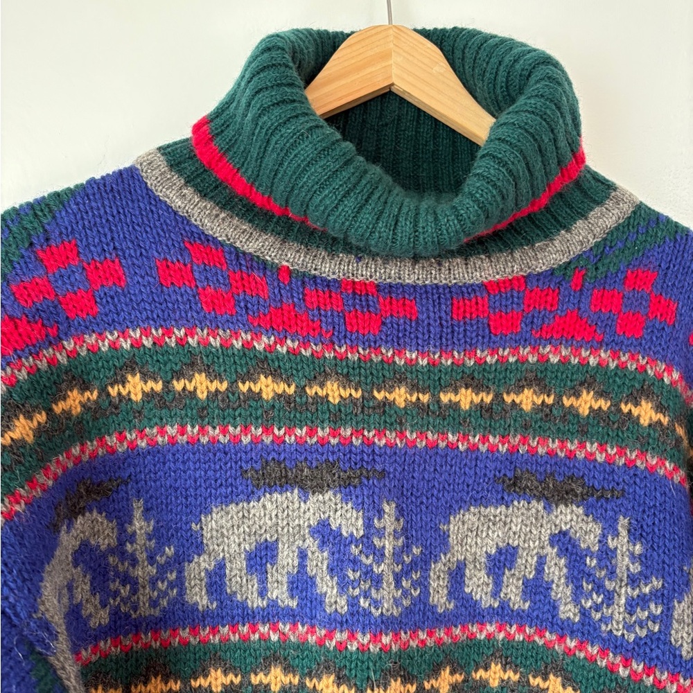 Eddie Bauer Multicolor Turtleneck Sweater 100% Wool Sweater, Gift for Him, - Picture 2 of 7